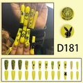 Lange gelbe Sarg-Kunstnägel mit luxuriösen Logo-Prints und Hasen-Motiv zum Aufkleben - Hellgelb Marken Logo Druck (D181)