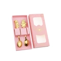 Golden stainless steel Christmas spoon set in pink gift box with Santa and Snowman - Santa Claus + Snowman / Pink Gift Box 2-Piece Set / Gold