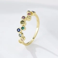 Bague en argent sterling S925 avec zircons colorés et finition dorée élégante - US 6 / Doré