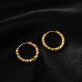 Classic gold hoop earrings with diamond-cut faceted texture for a sparkling finish - Diamond Cut / Gold