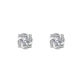 Luxurious S925 sterling silver square swirl stud earrings with a central round zircon - E4037 Four-leaf Clover Swirl Studs