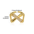Detailed view of adjustable gold X-shaped ring with micro-paved zircons measuring 17mm - Full Zircon Heart Open / Gold