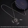 Hip hop flame skull pendant necklace with stainless steel chain in vintage silver - Flame Skull