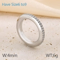 Anello eternity in acciaio inossidabile argento da 4mm con pietre di zirconia cubica - US 6 / Versione Larga / Argento