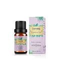 Thyme Essential Oil 10ml in brown amber glass bottle with purple label and herbal design - Thyme Oil