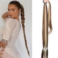 Mixed light brown and blonde 80cm braided ponytail hair extension with wrap closure - Mixed Gold (12h24#)