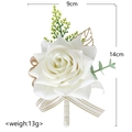 Boutonnière sposo rosa bianca con foglie dorate e nastro, 9cm x 14cm - 14x9cm / Boutonniere