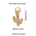 Detail view of a 15mm gold-plated copper cactus pendant with dimension specifications - Mini Cactus Shape (006-07)
