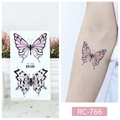 Wasserfeste rosa und schwarze Schmetterling Tattoo Aufkleber RC-766 am Arm - RC-766 Schmetterling