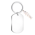 DIY stainless steel rectangular dog tag keychain featuring a white enamel fishbone charm - Fish Bone Charm