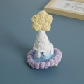 Handmade crochet mini party hat hair clip with yellow star and purple lace trim - Purple Cream Star Clip