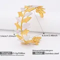 Gedetailleerde afmetingen van een goud en zilver roestvrijstalen bladpatroon armband - Z444-Goud Zilver Blad Armband