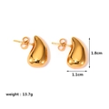 Polished gold teardrop earrings size details 1.8cm height and 1.1cm width with weights - Waterdrop Studs
