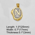 Buchstabe N Anhänger Halskette mit Kupfer plattiertem 18k Gold und weißen Zirkonia Einlagen - Buchstabe N