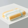 Thick cotton striped towel in yellow, white and green, soft absorbent face cloth - 34*76cm / Yellow Orchid