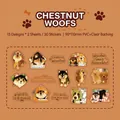 Wasserdichtes PVC Hunde-Sticker-Set für Scrapbooking mit 30 süßen Welpen-Designs - Kastanien-Wuff