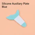 Blue and white silicone lash shield and eyeliner stencil for makeup application - Long Handle / Blue