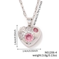 Detailed size specifications of pink heart zircon pendant necklace with silver chain - Silver Pink Zirconia Style (N01206-4)