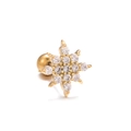 Golden octagonal star ear stud featuring faceted cubic zirconia in a minimalist style - Octagonal Star Gold (EGD0790)