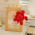 Vibrant red plush sea turtle keychain with geometric shell patterns on a desk scene - Bright Red Style (Style 23) / 10cm