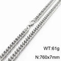 Collana a catena barbazzale in acciaio al titanio argento, misura 760x7mm e 61g - 7mm x 760mm (KN232953-ZZ)