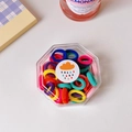 Set di elastici per capelli colorati in una scatola di plastica esagonale - Scatola Esagonale (40 Pezzi) / Colori Solidi Misti (40 Pezzi)
