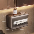 Transparent grey wall-mounted tissue box with vertical stripes for bathroom or kitchen - Suction Cup Pattern 1 Pack / Smoke