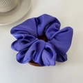 Elegant purple satin silk scrunchie with a soft glossy texture and pleated design - Very Peri