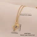 Gold plated evil eye necklace in stainless steel with crystal accents and dimensions - Star Dangle Evil Eye Style (8#)