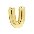 Polished 18k gold bubble initial U charm for DIY name bracelet with metallic finish - Gold Letter-V
