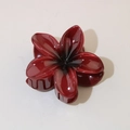 Elegant deep red frangipani flower hair claw clip with glossy resin finish for women - 1 Piece / #9 Wine Red / Bulk Packaging