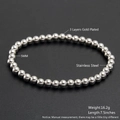 Sleek 5mm stainless steel bead bracelet in silver finish with elastic string design - 5mm / Steel