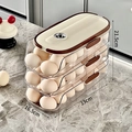 Three-tier automatic rolling egg organizer with size markings and clear PET finish - Double Row 3 Layers