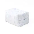 Quilted floral makeup bag with blue bow pattern and white zipper closure for travel - Blue Bow Style 2