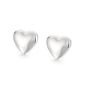 Polished silver heart stud earrings set in stainless steel with a sleek metallic finish - Heart Stud Earrings (KE56152-Z) / Steel Color (Silver)