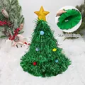 Christmas tree headband with green tinsel, colorful pom-poms and gold star topper - Christmas Tree Hat-Yellow
