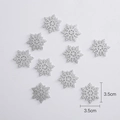 Set of 10 silver glitter snowflake patches 3.5cm for DIY Christmas gift wrapping - 3.5cm Silver Snowflakes 10 Pcs/Pack / Silver