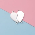Connettori per ciondoli a forma di cuore in argento lucido per bracciali e collane DIY - Set Argento
