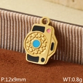 Golden vintage rotary phone pendant with enamel details for DIY jewelry making - Retro Dial Telephone Style (KLJ9600-ZLA)