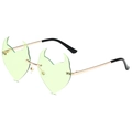 Frameless green bat-shaped sunglasses with golden metal temples for party fashion - Gold Frame Green