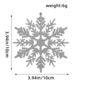 Ornamento a fiocco di neve in plastica argento glitterata da 10cm per albero di Natale - 12 Pezzi/Confezione / Argento D