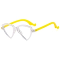 Lunettes chic à monture triangle transparente avec branches jaunes et verres anti-lumière - Monture Jaune Transparent