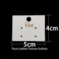 White earring display card with faux leather texture and golden Hot text 5x4cm - White Faux Leather Texture Card (Style 05D5) / Small