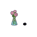 Pin's émaillé rose rose dans un flacon de chimiste avec fermoir en caoutchouc noir - Erlenmeyer Rose