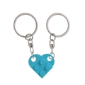 Sky blue heart-shaped interlocking brick keychain set for couples and best friends - Sky Blue