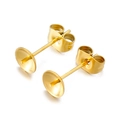 Pendientes de acero inoxidable dorado con bases planas para perlas y cierres - Dorado 6mm (KLJ602-Z)