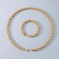 Goldenes Set aus Edelstahl-Gliederkette und Armband mit sicherem Karabinerverschluss - Armband (19cm) / Gold (7mm)