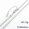 Silver stainless steel snake chain necklace with lobster clasp and adjustable tail chain - 4mm x 55cm / Silver