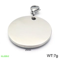 25mm silver stainless steel round pendant with lobster clasp for DIY jewelry - Solid Round Tag (KLJ229-Z)