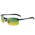 Semi-rimless photochromic sports sunglasses with matte black frame and yellow green lenses - Black Frame Yellow Green Gradient Lens
